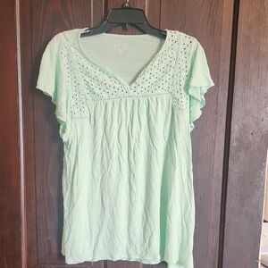 Merona Light Green Eyelet Blouse